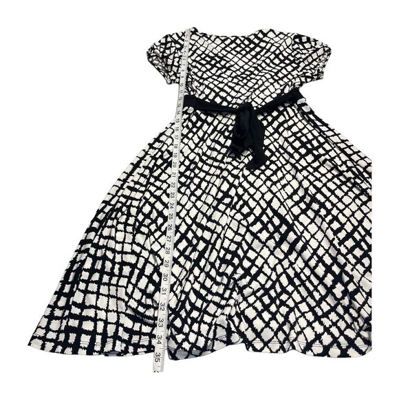 Apt. 9 Fit & Flare Dress Women Small Petite White Printed Stretch Belted Waist - Picture 8 of 9